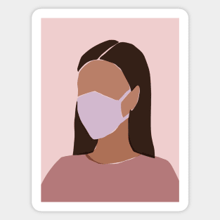 Young woman in a face mask Sticker